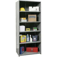 Hallowell - 6 Shelf, 800 Lb. Capacity, Closed Shelving Starter Unit - 36 Inch Wide x 24 Inch Deep x 87 Inch High, Gray - Strong Tooling