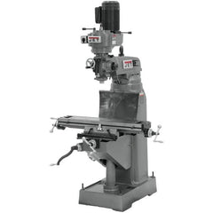 Jet - 7-7/8" Table Width x 35-3/4" Table Length, Step Pulley Control, 3 Phase Knee Milling Machine - R8 Spindle Taper, 1-1/2 hp - Strong Tooling