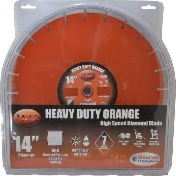 Core Cut - 14" Diam, 1" Arbor Hole Diam, Wet & Dry Cut Saw Blade - Diamond-Tipped, Standard Round Arbor - Strong Tooling