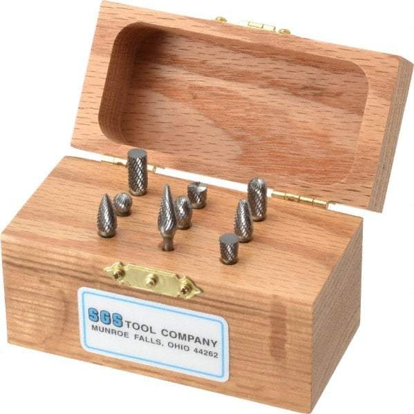 SGS Pro - 9 Piece, 1/8" Shank Burr Set - Tungsten Carbide - Strong Tooling