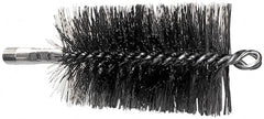 Schaefer Brush - 4-1/2" Brush Length, 4-3/4" Diam, Double Stem, Double Spiral Tube Brush - 7-1/4" Long, Stainless Steel, 1/4" NPSM Male Connection - Strong Tooling