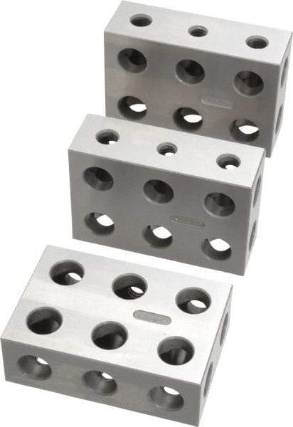 SPI - 0.0001 Squareness Per Inch, Hardened Steel, 1-2-3 Block Setup Block - 0.0002 Inch Overall Tolerance, 5/16 - 18 Inch Tapped Hole Size, 55-60 Rc Hardness, Sold As Matched Set of 3 - Strong Tooling