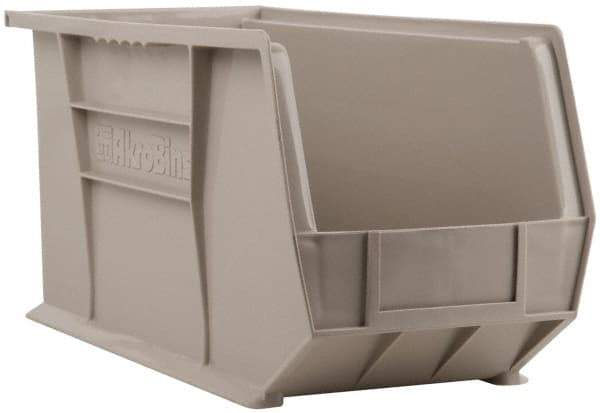 Akro-Mils - 60 Lb. Load Capacity, 18" Deep, Gray Polymer Hopper Stacking Bin - 9" High x 8-1/4" Wide x 18" Long - Strong Tooling