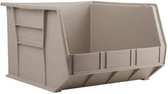 Akro-Mils - 75 Lb. Load Capacity, 18" Deep, Gray Polymer Hopper Stacking Bin - 11" High x 16-1/2" Wide x 18" Long - Strong Tooling