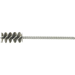 Brush Research Mfg. - 9/16" Diam Helical Stainless Steel Tube Brush - Single Spiral, 0.006" Filament Diam, 1-1/2" Brush Length, 5" OAL, 0.19" Diam Galvanized Steel Shank - Strong Tooling