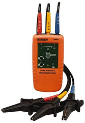 Extech - 3 Phase, 40 to 600 VAC, 2 to 400 Hz, 32 to 104°F, LED Display Phase Rotation Tester - 9V, Includes Alligator Clips, Test Leads, CAT III 600 V, CE, EN 61010-1 - Strong Tooling