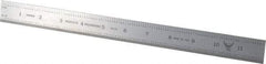 PEC Tools - 12" Long, 1/100, 1/10" and 0.5, 1mm Graduation, Rigid Steel Rule - Decimal/Metric Graduation Style, 1" Wide, Silver, Satin Chrome Finish - Strong Tooling