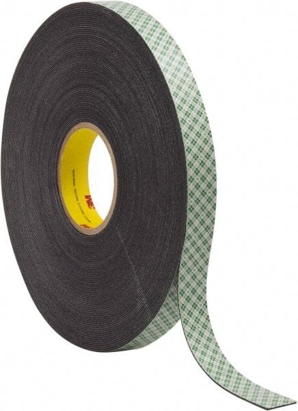 3M - 1" x 36 Yd Acrylic Adhesive Double Sided Tape - 1/16" Thick, Black, Urethane Foam Liner, Continuous Roll, Series 4056 - Strong Tooling