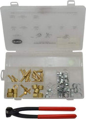 Oetiker - 81 Piece, 1/2 to 9/16" Diam, Welding Hose Clamp Repair Kit - Hose Clamps, Brass Fittings & Pincers - Strong Tooling