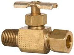 Eaton - 150 Max psi, 3/8 x 1/4" Pipe, Brass, Inline Instrumentation Needle Valve - Compression x MNPT End Connections - Strong Tooling