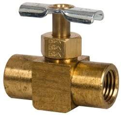 Eaton - 150 Max psi, 1/4" Pipe, Brass, Inline Instrumentation Needle Valve - FNPT x FNPT End Connections - Strong Tooling