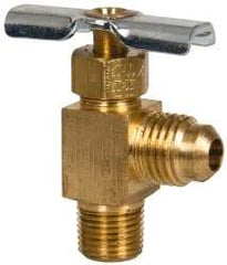 Eaton - 150 Max psi, 1/4 x 1/8" Pipe, Brass, Flare Angled Instrumentation Needle Valve - Flare x MNPT End Connections - Strong Tooling