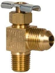 Eaton - 150 Max psi, 3/8 x 1/4" Pipe, Brass, Flare Angled Instrumentation Needle Valve - Flare x MNPT End Connections - Strong Tooling