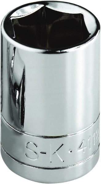 SK - 9/16", 1/4" Drive, Standard Hand Socket - 6 Points, Steel, Chrome Finish - Strong Tooling