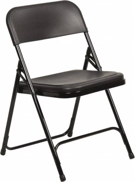 NPS - 18-3/4" Wide x 20-3/4" Deep x 29-3/4" High, Steel Folding Chair with Plastic Seat & Back - Black with Black Frame - Strong Tooling