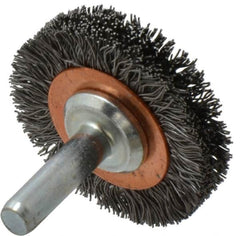 Anderson - 1-1/2" Brush Diam, Crimped, End Brush - 1/4" Diam Shank, 20,000 Max RPM - Strong Tooling