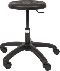 Made in USA - 15-1/2 to 20-1/2" High Utility Stool - Polyurethane Seat, Black - Strong Tooling