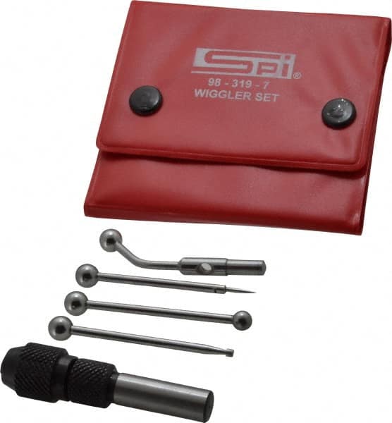 SPI - 0.0002 Inch Accuracy, Single End, Center Finder Set Mechanical - 0.1 Inch Head Diameter, Includes 4 Attachments, Case, Holder, 4 Pieces - Strong Tooling