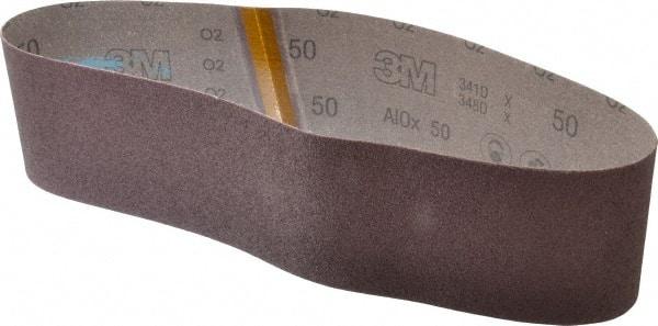 3M - 4" Wide x 36" OAL, 50 Grit, Aluminum Oxide Abrasive Belt - Aluminum Oxide, Coarse, Coated, X Weighted Cloth Backing, Series 341D - Strong Tooling