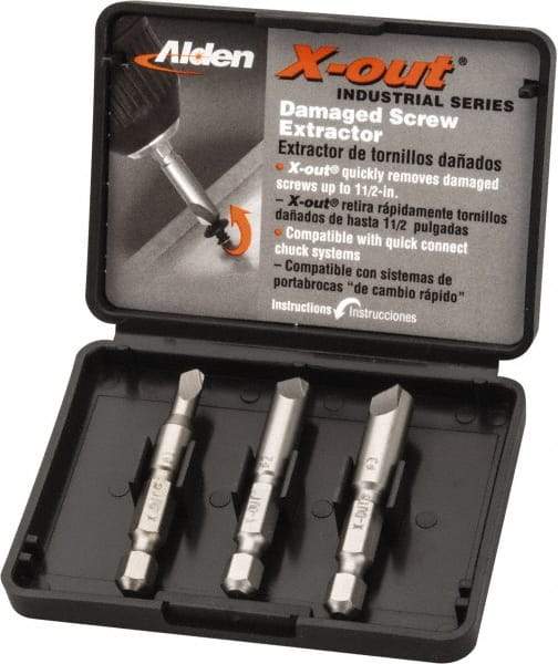 Alden - 3 Piece Quick-Connect Screw Extractor/Drill Set - Screw Range #6 to #14 - Strong Tooling