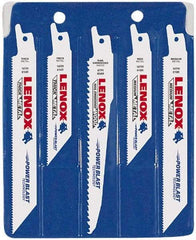 Lenox - 5 Piece, 4" to 6" Long x 0.035" to 0.05" Thick, Bi-Metal Reciprocating Saw Blade Set - Tapered Profile, 6 to 18 Teeth per Inch, Toothed Edge - Strong Tooling