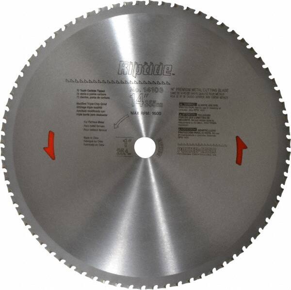 Porter-Cable - 14" Diam, 1" Arbor Hole Diam, 72 Tooth Wet & Dry Cut Saw Blade - Carbide-Tipped, Cutoff Action, Standard Round Arbor - Strong Tooling