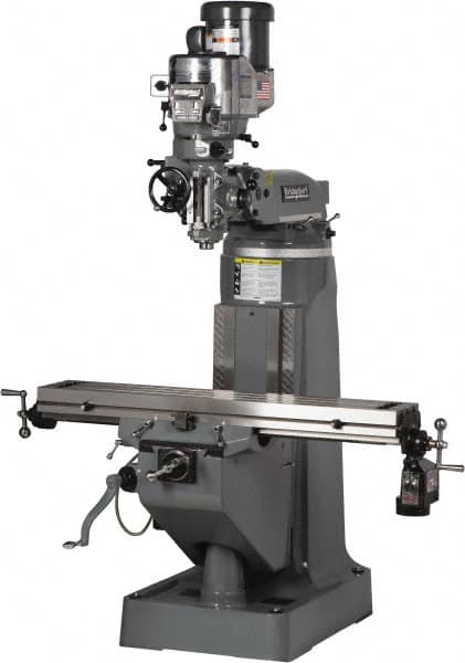 Bridgeport - 9" Table Width x 49" Table Length, Variable Speed Pulley Control, 3 Phase Knee Milling Machine - 2 hp - Strong Tooling