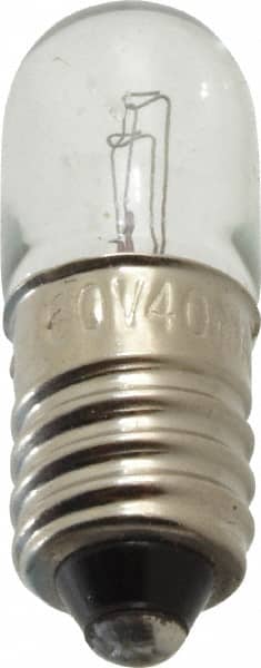 Value Collection - 2.4 Watt, Incandescent Miniature & Specialty T3-1/4 Lamp - Miniature Screw Base, 2 to 4.999 Equivalent Range, Warm (1,000 to 3,000), Dimmable, 1" OAL - Strong Tooling