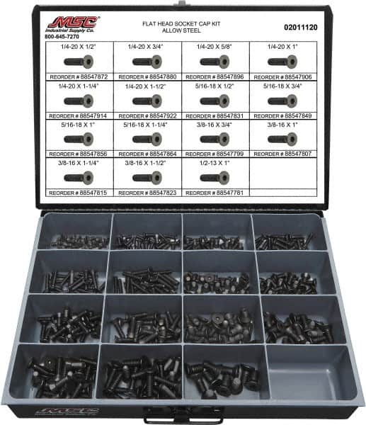 Value Collection - 360 Piece Steel Socket Head Cap Screws - 1/4 to 1/2 Thread - Strong Tooling