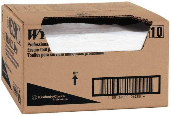 WypAll - X80 1/4 Fold Food Service Wipes - Box, 23-1/2" x 12-1/2" Sheet Size, Blue & White - Strong Tooling