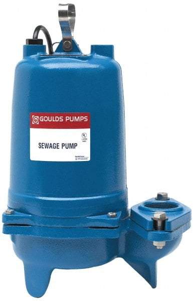 Goulds Pumps - 1 hp, 230 Amp Rating, 230 Volts, Nonautomatic Operation, Sewage Pump - 1 Phase, Cast Iron Housing - Strong Tooling