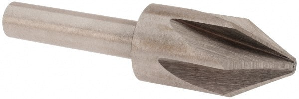 1/2″ Head Diam, 1/4″ Shank Diam, 6 Flute 60° High Speed Steel Countersink Bright Finish, 2″ OAL, Single End, Straight Shank, Right Hand Cut