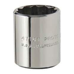 Proto - 9/16", 1/4" Drive, Standard Hand Socket - 12 Points, 7/8" OAL, Alloy Steel, Chrome Finish - Strong Tooling