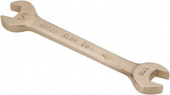 Ampco - 7/16" x 1/2" Nonsparking Open End Wrench - 5" OAL, Double End, Plain Finish, 15° Head Angle - Strong Tooling