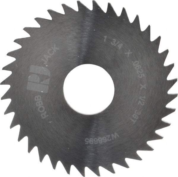 RobbJack - 1-3/4" Diam x 1/16" Blade Thickness x 1/2" Arbor Hole Diam, 36 Tooth Slitting and Slotting Saw - Arbor Connection, Right Hand, Uncoated, Solid Carbide, Concave Ground - Strong Tooling