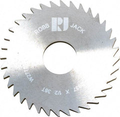 RobbJack - 1-3/4" Diam x 0.0937" Blade Thickness x 1/2" Arbor Hole Diam, 36 Tooth Slitting and Slotting Saw - Arbor Connection, Right Hand, Uncoated, Solid Carbide, Concave Ground - Strong Tooling