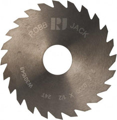 RobbJack - 2" Diam x 0.02" Blade Thickness x 1/2" Arbor Hole Diam, 24 Tooth Slitting and Slotting Saw - Arbor Connection, Right Hand, Uncoated, Solid Carbide, Concave Ground - Strong Tooling