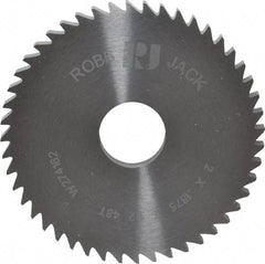 RobbJack - 2" Diam x 3/16" Blade Thickness x 1/2" Arbor Hole Diam, 48 Tooth Slitting and Slotting Saw - Arbor Connection, Right Hand, Uncoated, Solid Carbide, Concave Ground - Strong Tooling