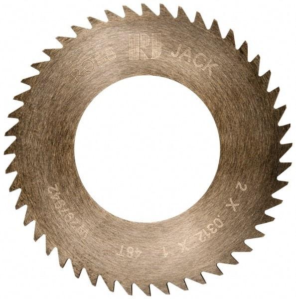 RobbJack - 2" Diam x 0.0312" Blade Thickness x 1" Arbor Hole Diam, 48 Tooth Slitting and Slotting Saw - Arbor Connection, Right Hand, Uncoated, Solid Carbide, Concave Ground - Strong Tooling