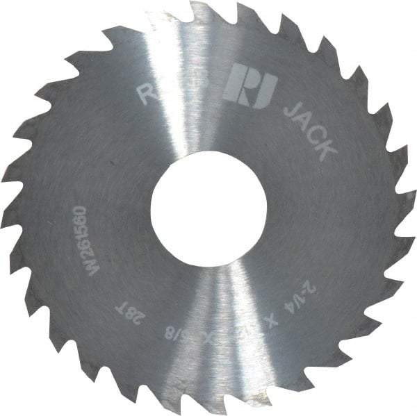 RobbJack - 2-1/4" Diam x 1/8" Blade Thickness x 5/8" Arbor Hole Diam, 28 Tooth Slitting and Slotting Saw - Arbor Connection, Right Hand, Uncoated, Solid Carbide, Concave Ground - Strong Tooling