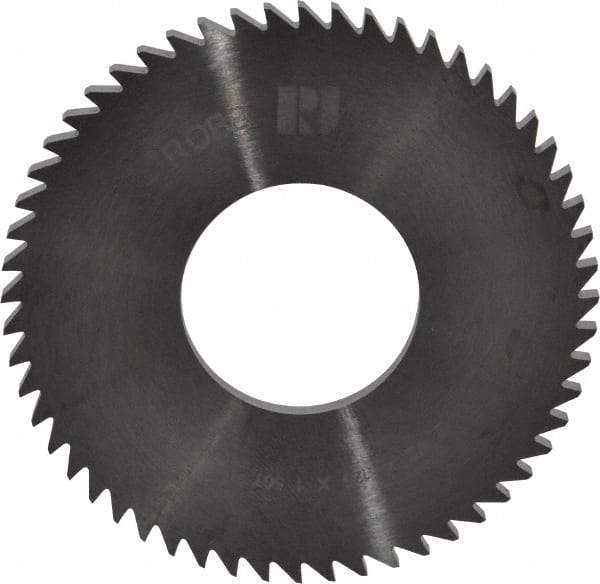 RobbJack - 2-1/2" Diam x 1/8" Blade Thickness x 1" Arbor Hole Diam, 56 Tooth Slitting and Slotting Saw - Arbor Connection, Right Hand, Uncoated, Solid Carbide, Concave Ground - Strong Tooling