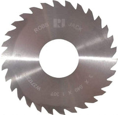 RobbJack - 3" Diam x 0.04" Blade Thickness x 1" Arbor Hole Diam, 30 Tooth Slitting and Slotting Saw - Arbor Connection, Right Hand, Uncoated, Solid Carbide, Concave Ground - Strong Tooling