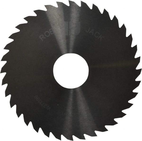 RobbJack - 4" Diam x 1/16" Blade Thickness x 1" Arbor Hole Diam, 36 Tooth Slitting and Slotting Saw - Arbor Connection, Right Hand, Uncoated, Solid Carbide, Concave Ground - Strong Tooling