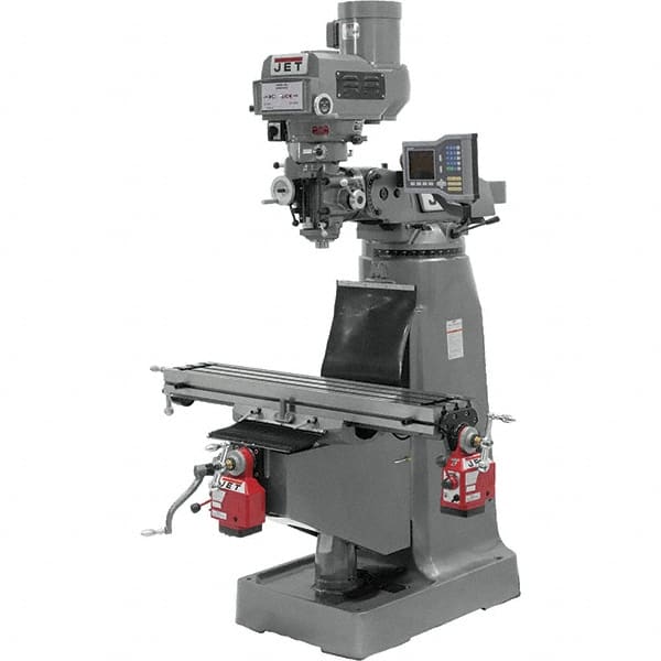 Jet - 9" Table Width x 49" Table Length, Variable Speed Pulley Control, 3 Phase Knee Milling Machine - R8 Spindle Taper, 3 hp - Strong Tooling