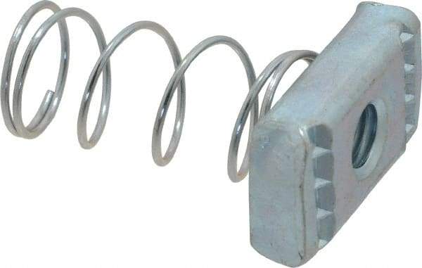 Empire - 3/8" Rod, Electro Galvanized Carbon Steel Spring Strut Nut - Used for Attaching Hanger Rod or Other Accessories to Strut - Strong Tooling