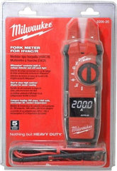 Milwaukee Tool - 2206-20, CAT IV, CAT III, Digital True RMS Clamp Meter with 0.63" Fork Jaws - 1000 VAC/VDC, 200 AC/DC Amps, Measures Voltage, Capacitance, Continuity, Current, Resistance, Temperature - Strong Tooling