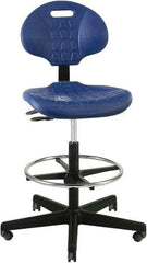 Bevco - 22 to 32" High Adjustable Height Swivel Stool - 27" Wide x 27" Deep, Polyurethane Seat, Blue - Strong Tooling