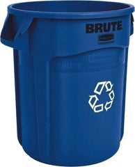 Rubbermaid - 32 Gal Blue Round Recycling Container - Polyethylene, 27-1/4" High - Strong Tooling