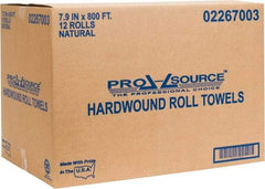 PRO-SOURCE - Hard Roll of 1 Ply Natural Paper Towels - 8" Wide, 800' Roll Length - Strong Tooling