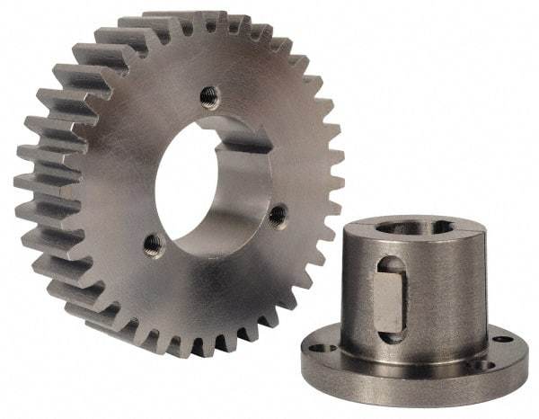 Browning - 8 Pitch, 6" Pitch Diam, 6-1/4" OD, 48 Tooth Spur Gear - 1-1/2" Face Width, 3" Hub Diam, 20° Pressure Angle, Steel - Strong Tooling